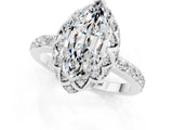 White gold Marquise Cut Diamond Solitaire Ring with Shared Prong Pavé Band_1
