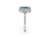 White gold Marquise Cut Diamond Solitaire Ring with Shared Prong Pavé Band_2