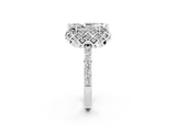 White gold Marquise Cut Diamond Solitaire Ring with Shared Prong Pavé Band_2