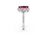 White gold Marquise Cut Diamond Solitaire Ring with Shared Prong Pavé Band_2