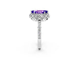 White gold Marquise Cut Diamond Solitaire Ring with Shared Prong Pavé Band_2