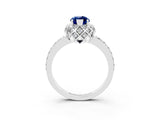 White gold Marquise Cut Diamond Solitaire Ring with Shared Prong Pavé Band_3