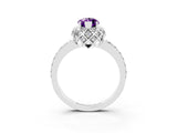 White gold Marquise Cut Diamond Solitaire Ring with Shared Prong Pavé Band_3