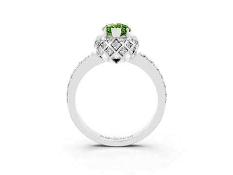 White gold Marquise Cut Diamond Solitaire Ring with Shared Prong Pavé Band_3