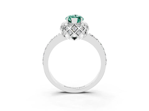 White gold Marquise Cut Diamond Solitaire Ring with Shared Prong Pavé Band_3