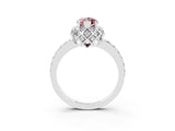White gold Marquise Cut Diamond Solitaire Ring with Shared Prong Pavé Band_3