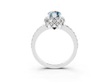 White gold Marquise Cut Diamond Solitaire Ring with Shared Prong Pavé Band_3