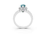 White gold Marquise Cut Diamond Solitaire Ring with Shared Prong Pavé Band_3