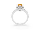White gold Marquise Cut Diamond Solitaire Ring with Shared Prong Pavé Band_3