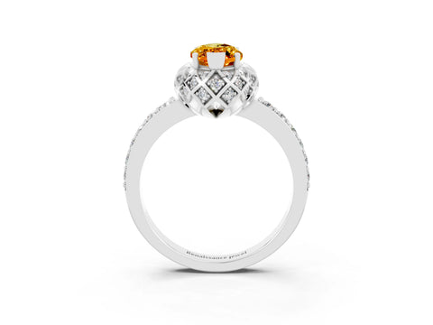 White gold Marquise Cut Diamond Solitaire Ring with Shared Prong Pavé Band_3