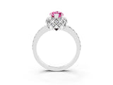White gold Marquise Cut Diamond Solitaire Ring with Shared Prong Pavé Band_3