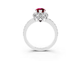 White gold Marquise Cut Diamond Solitaire Ring with Shared Prong Pavé Band_3