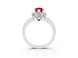 White gold Marquise Cut Diamond Solitaire Ring with Shared Prong Pavé Band_3