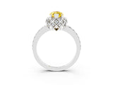 White gold Marquise Cut Diamond Solitaire Ring with Shared Prong Pavé Band_3