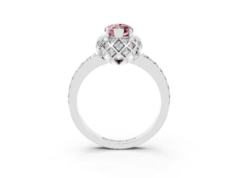 White gold Marquise Cut Diamond Solitaire Ring with Shared Prong Pavé Band_3
