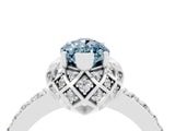 White gold Marquise Cut Diamond Solitaire Ring with Shared Prong Pavé Band_4