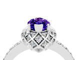 White gold Marquise Cut Diamond Solitaire Ring with Shared Prong Pavé Band_4