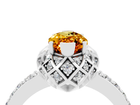 White gold Marquise Cut Diamond Solitaire Ring with Shared Prong Pavé Band_4