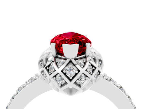White gold Marquise Cut Diamond Solitaire Ring with Shared Prong Pavé Band_4