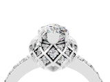 White gold Marquise Cut Diamond Solitaire Ring with Shared Prong Pavé Band_4