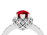 White gold Marquise Cut Diamond Solitaire Ring with Shared Prong Pavé Band_4