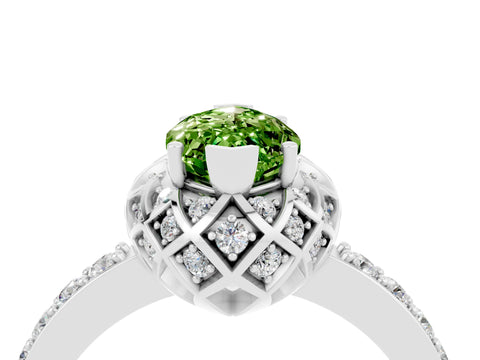 White gold Marquise Cut Diamond Solitaire Ring with Shared Prong Pavé Band_4