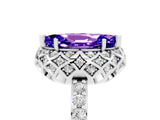 White gold Marquise Cut Diamond Solitaire Ring with Shared Prong Pavé Band_5