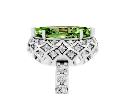 White gold Marquise Cut Diamond Solitaire Ring with Shared Prong Pavé Band_5
