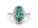 White gold Marquise Cut Diamond Solitaire Ring with Shared Prong Pavé Band