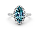 White gold Marquise Cut Diamond Solitaire Ring with Shared Prong Pavé Band