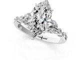 Silver 2.02 Carat F VVS2 Marquise Diamond Solitaire Ring with Side Stones and Four-Prong Setting