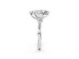 Silver 2.02 Carat F VVS2 Marquise Diamond Solitaire Ring with Side Stones and Four-Prong Setting
