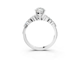 Silver 2.02 Carat F VVS2 Marquise Diamond Solitaire Ring with Side Stones and Four-Prong Setting