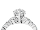 Silver 2.02 Carat F VVS2 Marquise Diamond Solitaire Ring with Side Stones and Four-Prong Setting