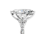 Silver 2.02 Carat F VVS2 Marquise Diamond Solitaire Ring with Side Stones and Four-Prong Setting
