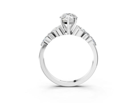 White gold Marquise Cut Diamond Solitaire Ring with Side Stones and Four-Prong Setting_91