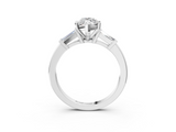White gold Marquise Cut Diamond Solitaire Ring with Tapered Baguette Accents and Four-Prong Setting_115