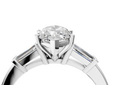 White gold Marquise Cut Diamond Solitaire Ring with Tapered Baguette Accents and Four-Prong Setting_116