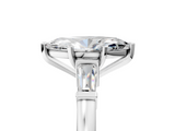 White gold Marquise Cut Diamond Solitaire Ring with Tapered Baguette Accents and Four-Prong Setting_123