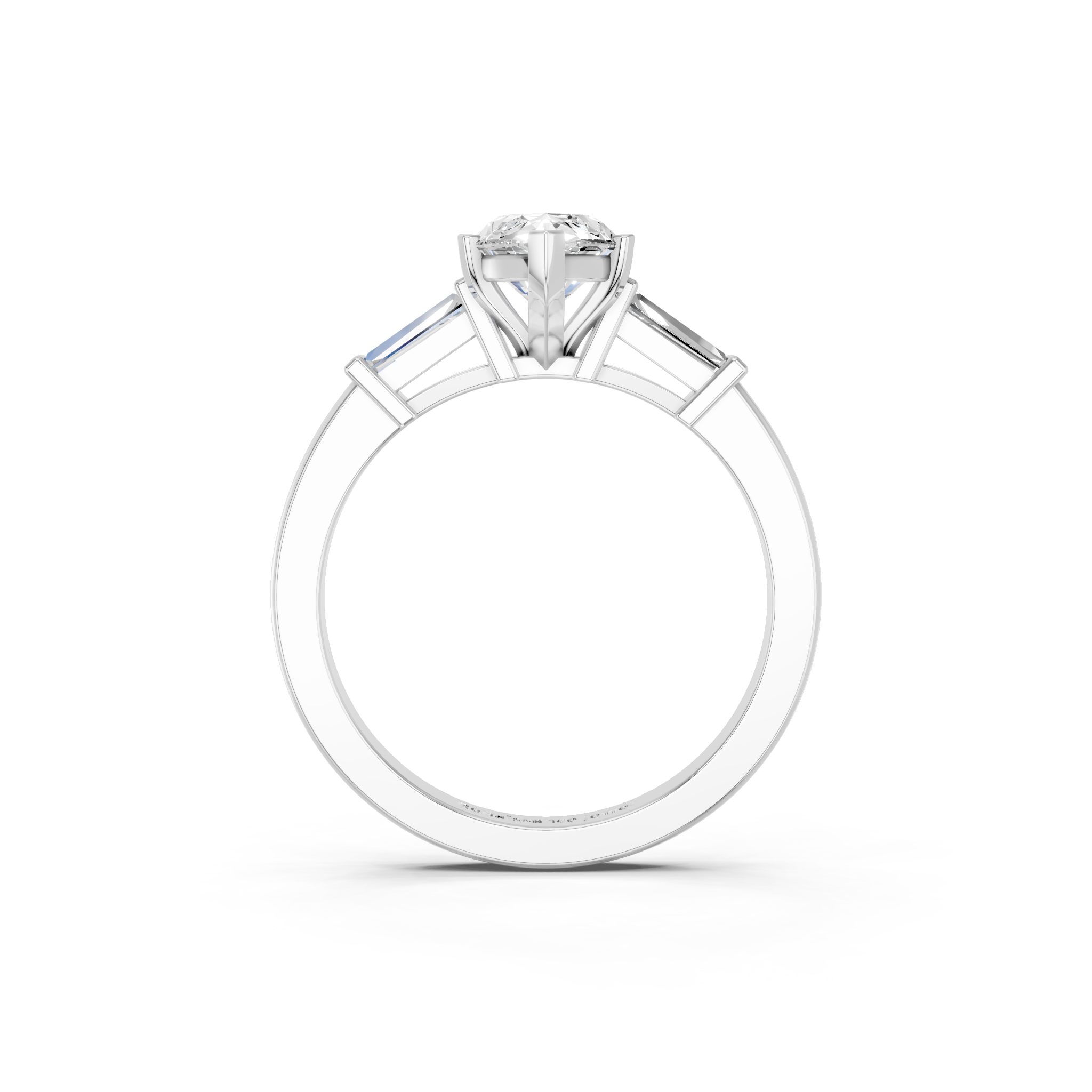 White gold Marquise Cut Diamond Solitaire Ring with Tapered Baguette Accents and Four-Prong Setting_24
