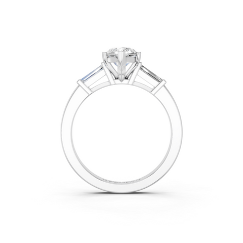 White gold Marquise Cut Diamond Solitaire Ring with Tapered Baguette Accents and Four-Prong Setting_24