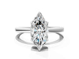 White gold Marquise Cut Diamond Solitaire Ring with Thin Band and Prong Setting_12