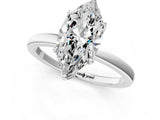 White gold Marquise Cut Diamond Solitaire Ring with Thin Band and Prong Setting_13