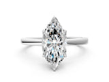 White gold Marquise Cut Diamond Solitaire Ring with Thin Band and Prong Setting_36