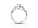 White gold Marquise Cut Diamond Solitaire Ring with Three-Row Pavé Band and Four-Prong Setting_45