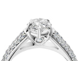 White gold Marquise Cut Diamond Solitaire Ring with Three-Row Pavé Band and Four-Prong Setting_49