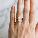 White gold Marquise Cut Diamond Solitaire Ring with Twisted Band and Pavé Accents_67