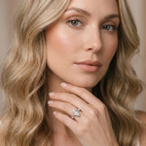 White gold Marquise Cut Diamond Solitaire Ring with Twisted Band and Pavé Accents_68