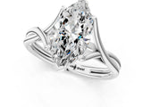 White gold Marquise Cut Diamond Solitaire Twist Band Prong Setting Ring_68