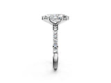 White gold Marquise Cut Diamond Solitaire with Pave Band and Four-Prong Setting 2